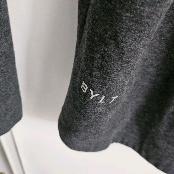 BYLT Sweatshirt Medium Gray Drop Cut Hooded Henley Long Sleeve Lux Pullover - Picture 4 of 10
